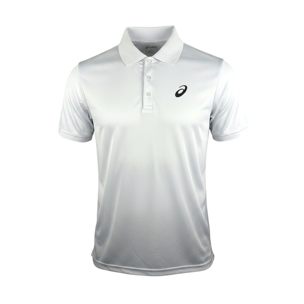 ASICS Polo Shirt Mens Small White Athletic Performance Short Sleeve